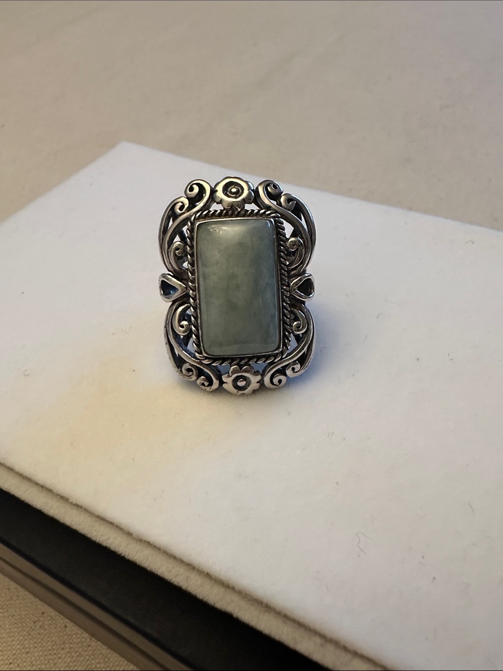 Light Green Stone Sterling Silver Ring